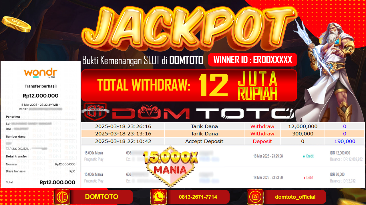 JACKPOT SLOT 15.000x MANIA 18 MARET 2025
